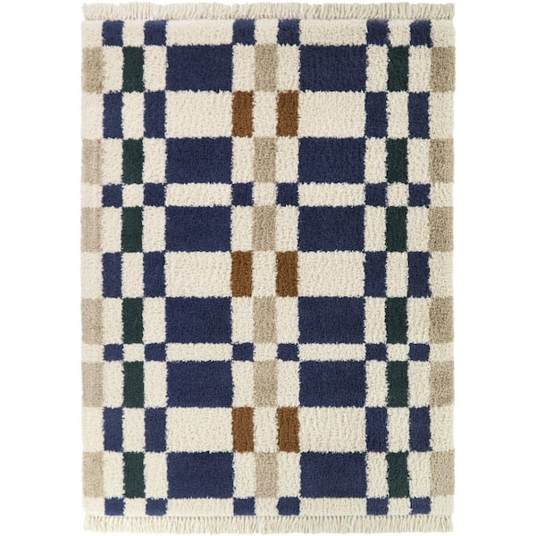 Barnabe 5 ft. x 7 ft. Navy/Orange Area Rug