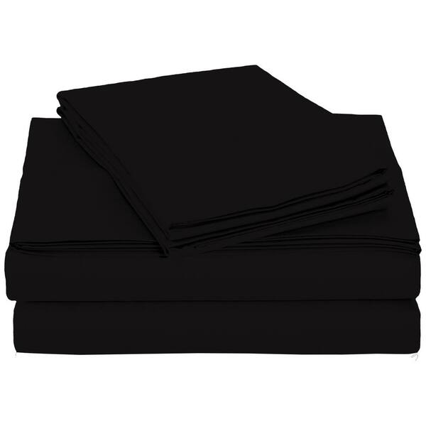 Harper Lane 6-Piece Black Solid Microfiber Queen Sheet Set