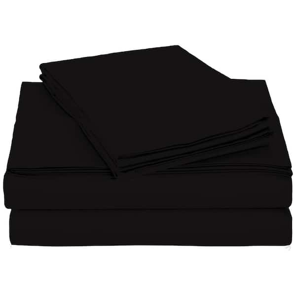 Monroe Solid 4-Piece Microfiber Black King Sheet Set