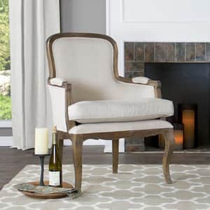 Napoleon Beige and Dark Brown Fabric Upholstered Accent Chair
