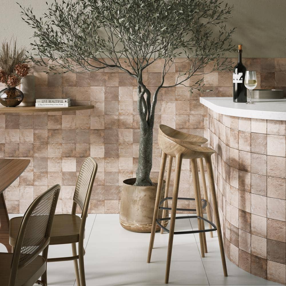 Taupe Textured Ceramic Wall Tile for Bathroom and Kitchen