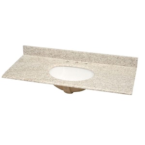 49 in. W Granite Vanity Top in Golden Hill with White Bowl and 8 in. Faucet Spread