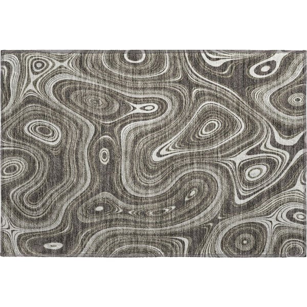 Mayfield Premium Machine Washable Abstract AMF2097 Gray 2 ft. x 3 ft. Accent Rug