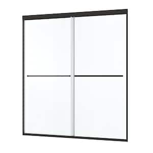 44 in. - 48 in. W x 70 in. H Double Sliding Frame Shower Door in Black with 1/4 in. (6 mm) Tempered Glass and Handles