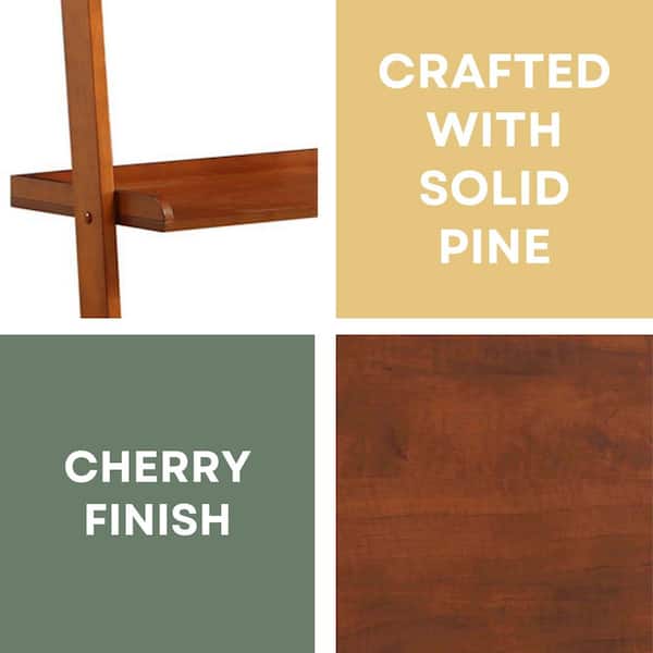 Convenience Concepts 72 in. Cherry Wood 5-shelf Ladder Bookcase with Open Back 8043391