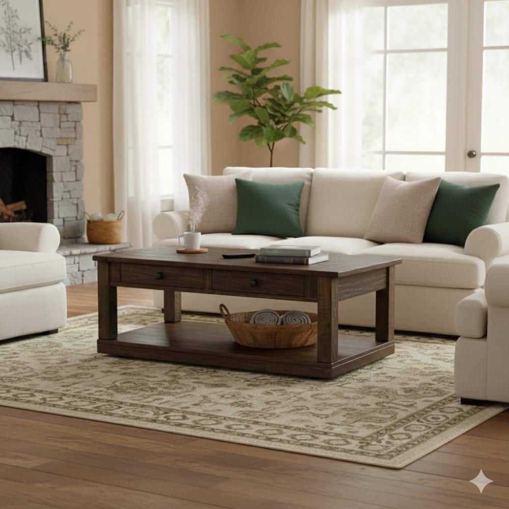 24 in. Brown Rectangle Wood Coffee Table