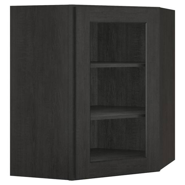 HOMEIBRO 27 in. x 36 in. x 24 in. Shaker Charcoal Plywood Wall Diagonal Shaker Style Stock Corner Kitchen Cabinet