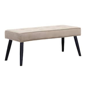 Brooklyn Tufted Taupe Velvet Ottoman Accent Bench 40.25 in. x .16.25 in. x 17 in.