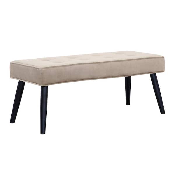 WESTINFURNITURE Brooklyn Tufted Taupe Velvet Ottoman Accent Bench 40.25 in. x .16.25 in. x 17 in.