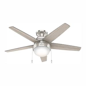 Parmer 46 in. LED Indoor Brushed Nickel Flush Mount Ceiling Fan