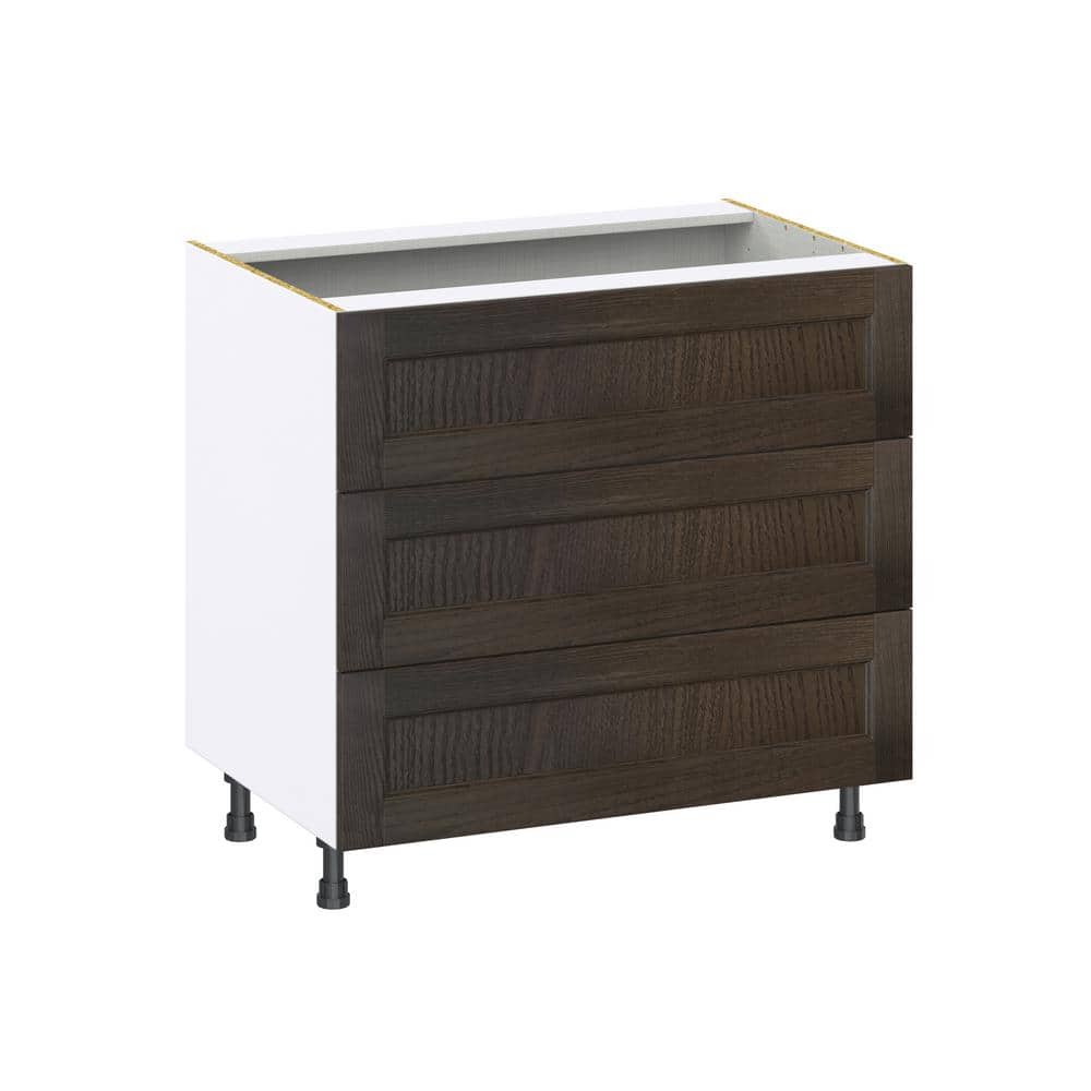 Georgetown 36 in. W x 24 in. D x 34.5 in. H Assembled Drawer Base Kitchen Cabinet in Chestnut with 3-Drawers price history on PriceWatchPro