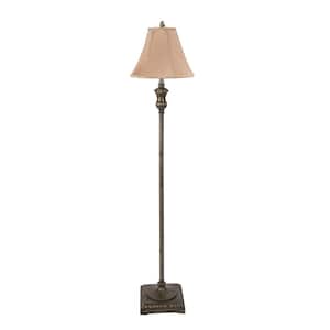 Alice 60 in. Antique Gesso Floor Lamp with Faux Silk Shade