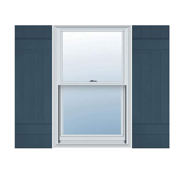 Builders Edge 14 in. W x 36 in. H TailorMade Four Board Joined (2 Batten), Board-n-Batten Shutters - Classic Blue