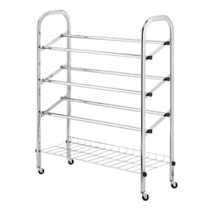 31.13 in. H 12-Pair 4-Tier Chrome Shoe Rack