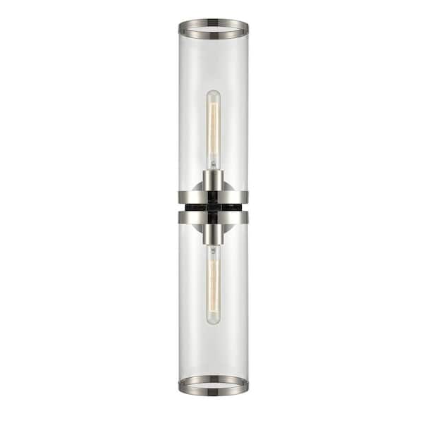 ALORA Revolve Ii 28 in. 2 Light 60-Watt Clear Glass/Polished Nickel Vanity Light