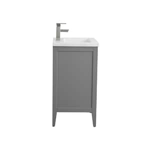 24 in. W x 18.5 in D x 34 in. H Single Sink Bathroom Vanity Cabinet in Cashmere Gray with Ceramic Top