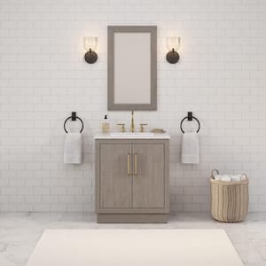 Hugo 30 in. W x 22 in. D Bath Vanity in Grey Oak with Marble Vanity Top in White with White Basin