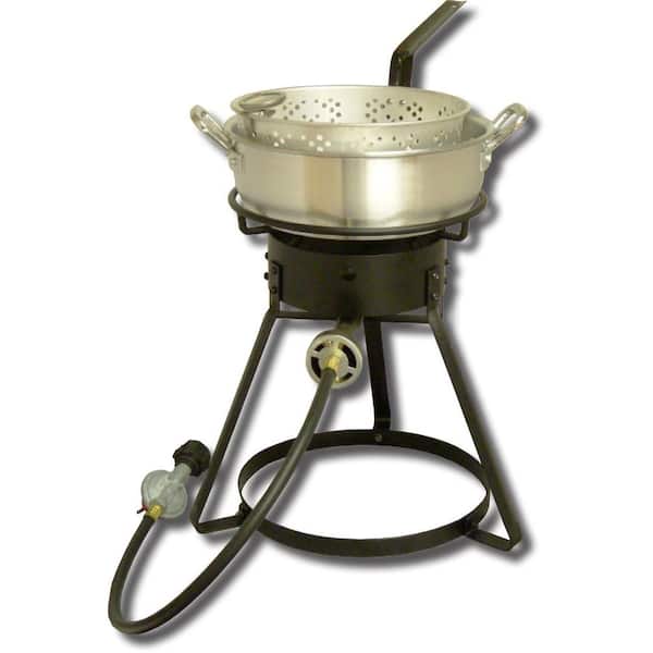 King Kooker 54,000 BTU Bolt Together Propane Gas Outdoor Cooker with 7 qt. Aluminum Fry Pan and Basket
