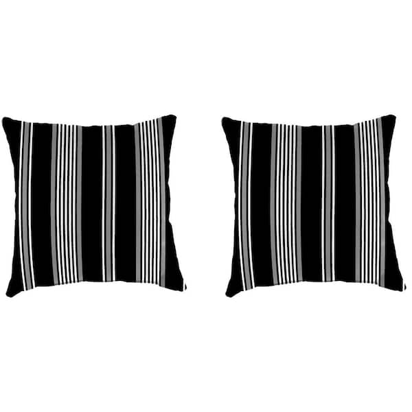 Jordan Manufacturing 16 in. L x 16 in. W x 4 in. T Outdoor Throw Pillow in Reeder Black (2-Pack)