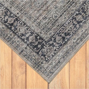 Emir Collection Traditional Oriental Water-Repellent Brown 5 ft. 3 in. x 7 ft. 7 in. Area Rug (5 ft. x 8 ft.)