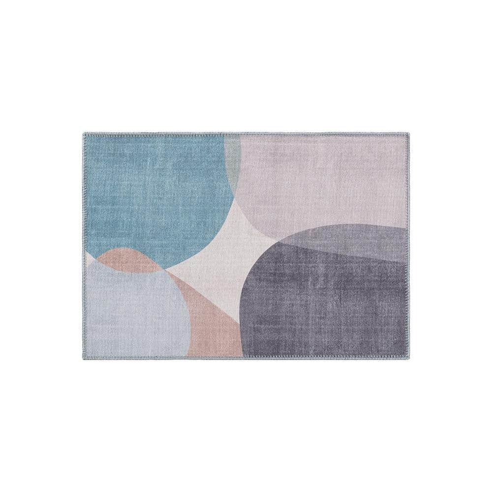 Contemporary Multicolor Geometric Flat Woven Washable Area Rug