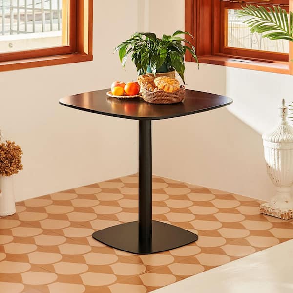 Merra Modern Black Wood Top 31.5 in. Pedestal Square Dining Table with Steel Base (Seats 4)
