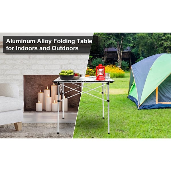 Lycvki Silver Light-Weight Folding Camping Table with Carry Bag