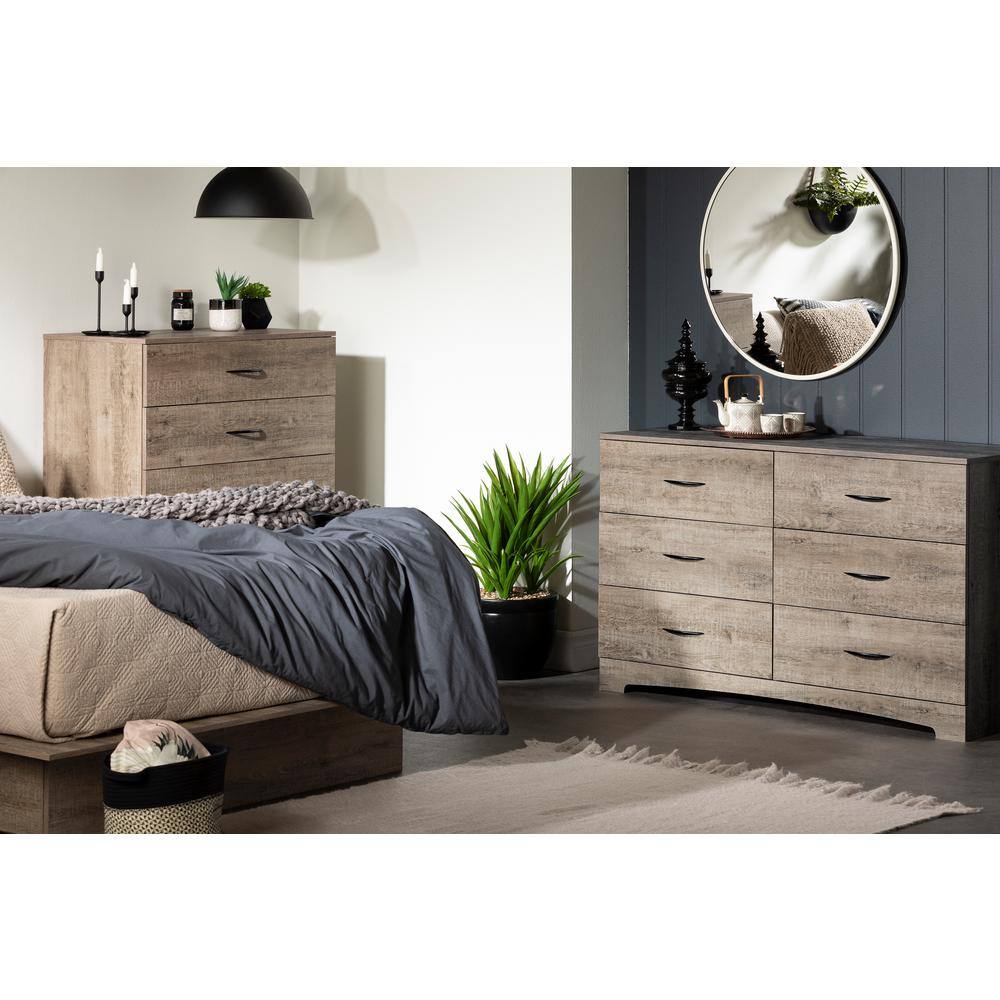 Gray Double Roller Contemporary Dresser with Metal Handles