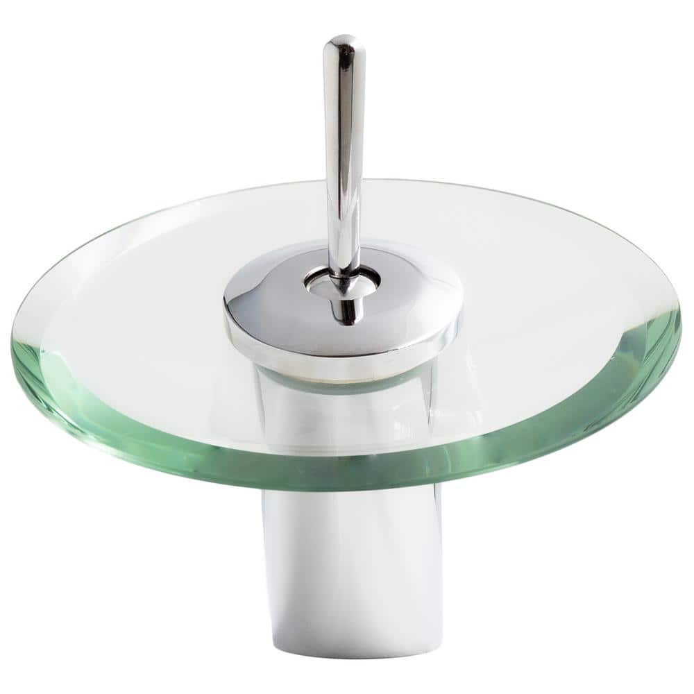 Chrome and Clear Glass Waterfall Bathroom Faucet