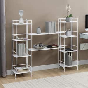 Xtra Storage 44.75 in. Tall White Metal 4-Shelf Accent Bookcase with Extension Shelves