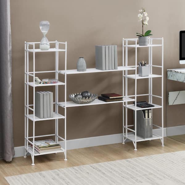 Convenience Concepts Xtra Storage 44.75 in. Tall White Metal 4-Shelf Accent Bookcase with Extension Shelves