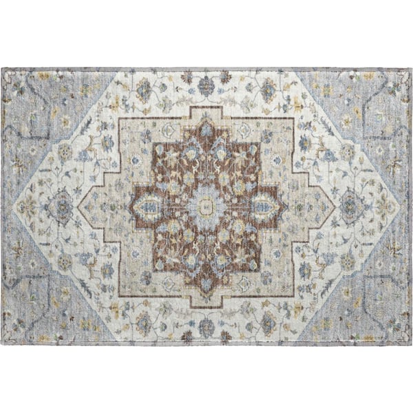 Mayfield Premium Machine Washable Abstract AMF2533 Gray 2 ft. x 3 ft. Accent Rug