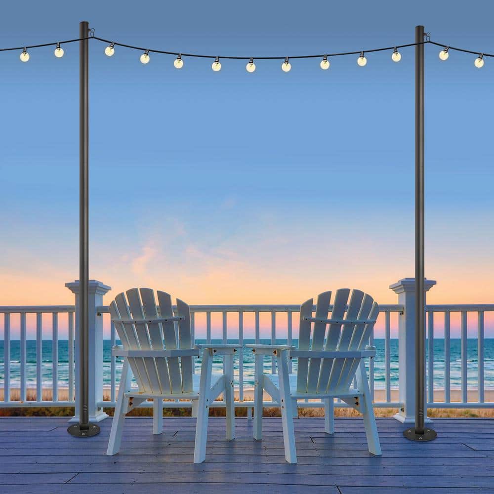 EXCELLO GLOBAL PRODUCTS One 10 ft. Premium String Light Pole For Deck ... - The Excello Global 10