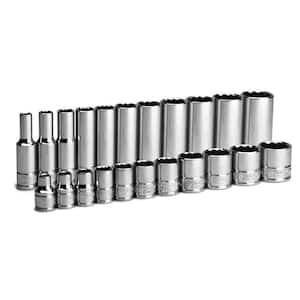 3/8 in. Drive SAE 12-Point Shallow and Deep Socket Set (22-Piece)