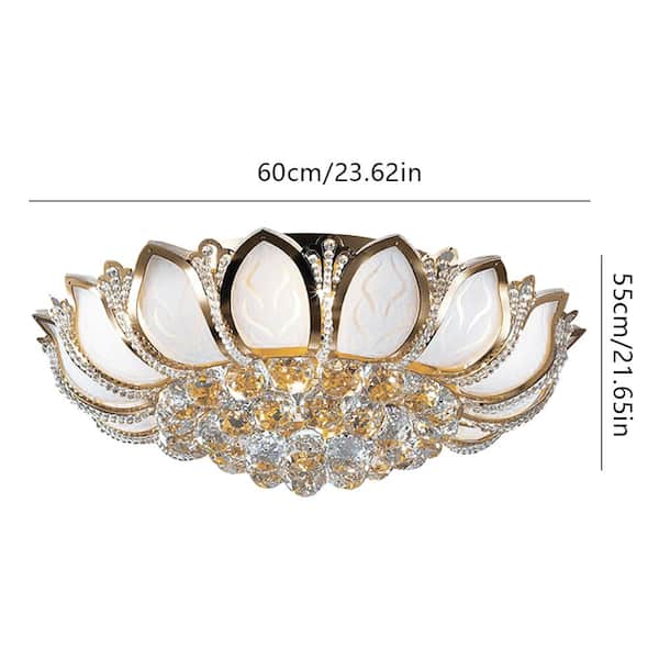 OUKANING 23.62 in. 7-Light Modern Gold Lotus Flower Shape