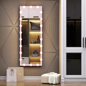 23 in. W. x 63 in. H Rectangular Framed Dimmable Wall Bathroom Vanity Mirror in Pink