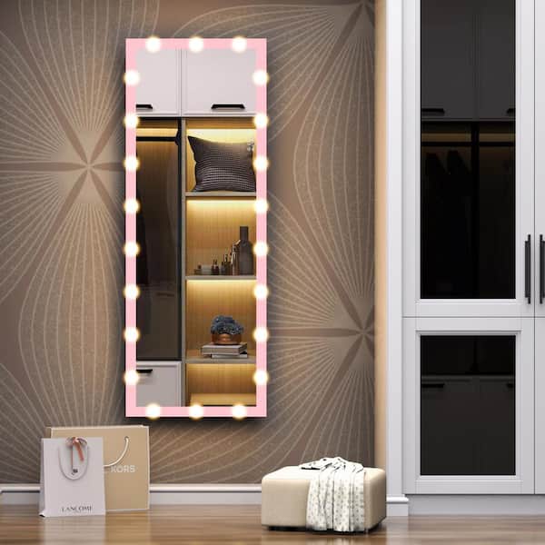 Staykiwi 23 in. W. x 63 in. H Rectangular Framed Dimmable Wall Bathroom Vanity Mirror in Pink