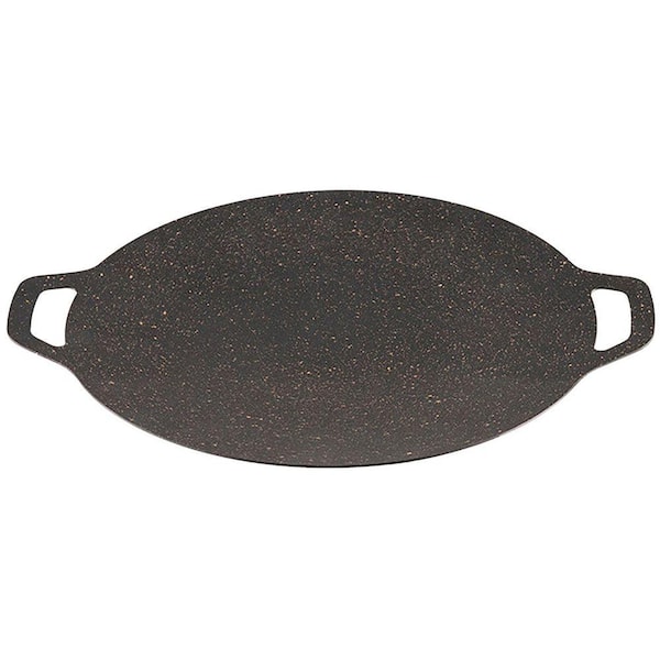 1-Piece Black Iron Non-Stick Lightweight Flat Grill Pan for Heating Stove Barbecue Home Party Travel Outdoor Set