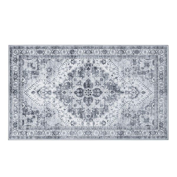 Geraldine Gray 9 ft. x 12 ft. Tufted Geometric Polyester Area Rug