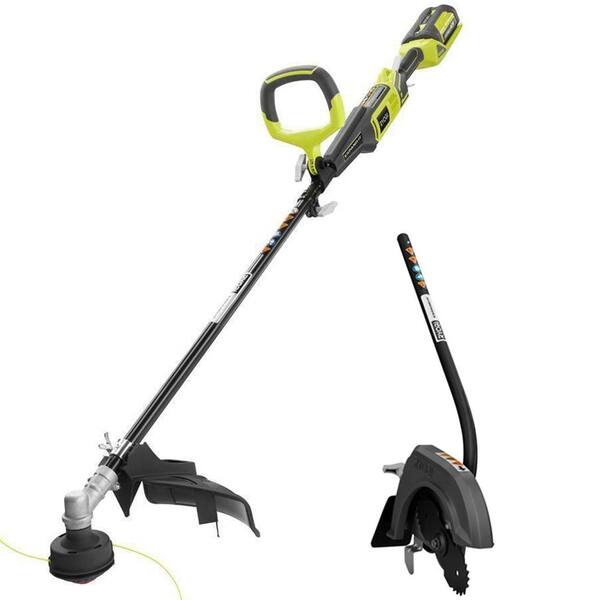 RYOBI Expand-it 40V Straight Shaft Lithium-Ion Cordless Trimmer w/ Edger Attachment - 2.6 Ah Battery and Charger Included
