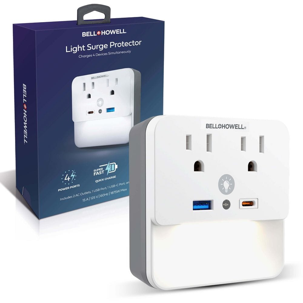 Light Surge Protector Multi Power Station 2 AC Outlets, 1 USB-A, and 1 USB-C Ports Wall Adapter Tap with Nightlight price history on PriceWatchPro