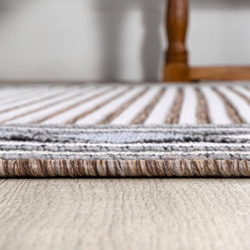 Sebastian Brown and Ivory Geometric Synthetic Rectangular Rug 3' x 5'