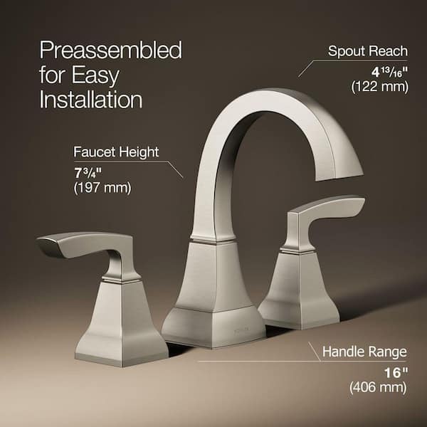 Kallan 8 in. Widespread 2 Handle Bathroom Sink Faucet with Drain in Vibrant Brushed Nickel