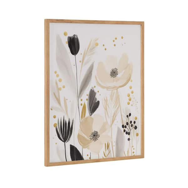 Kate and Laurel Gallery Modern Muted Cottage Floral Abstract by The Creative Bunch Studio Natural Framed Art Print 16 in. x 20 in.
