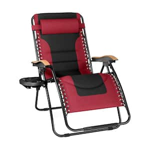 Red 1-Piece Metal Outdoor Recliner