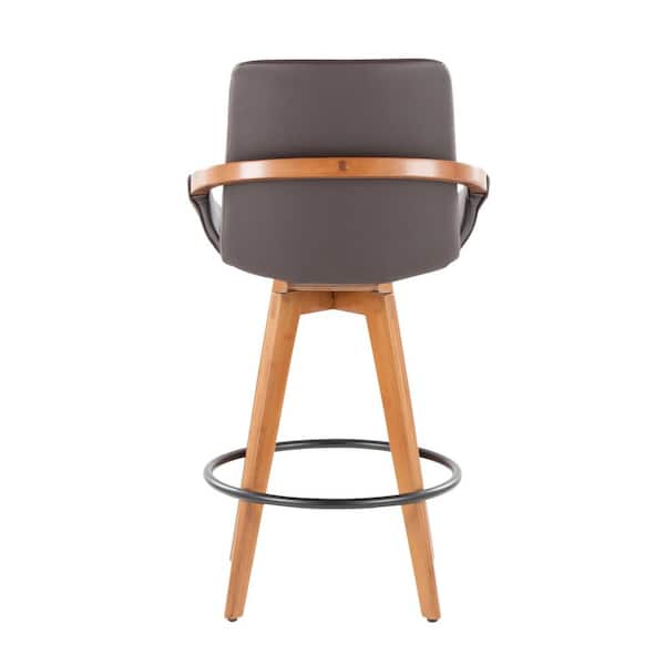 Lumisource Cosmo 26 in. Walnut Bamboo and Brown Faux Leather