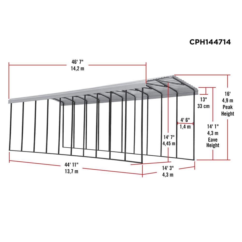 14' x 47' Galvanized Steel Eggshell RV Carport Kit