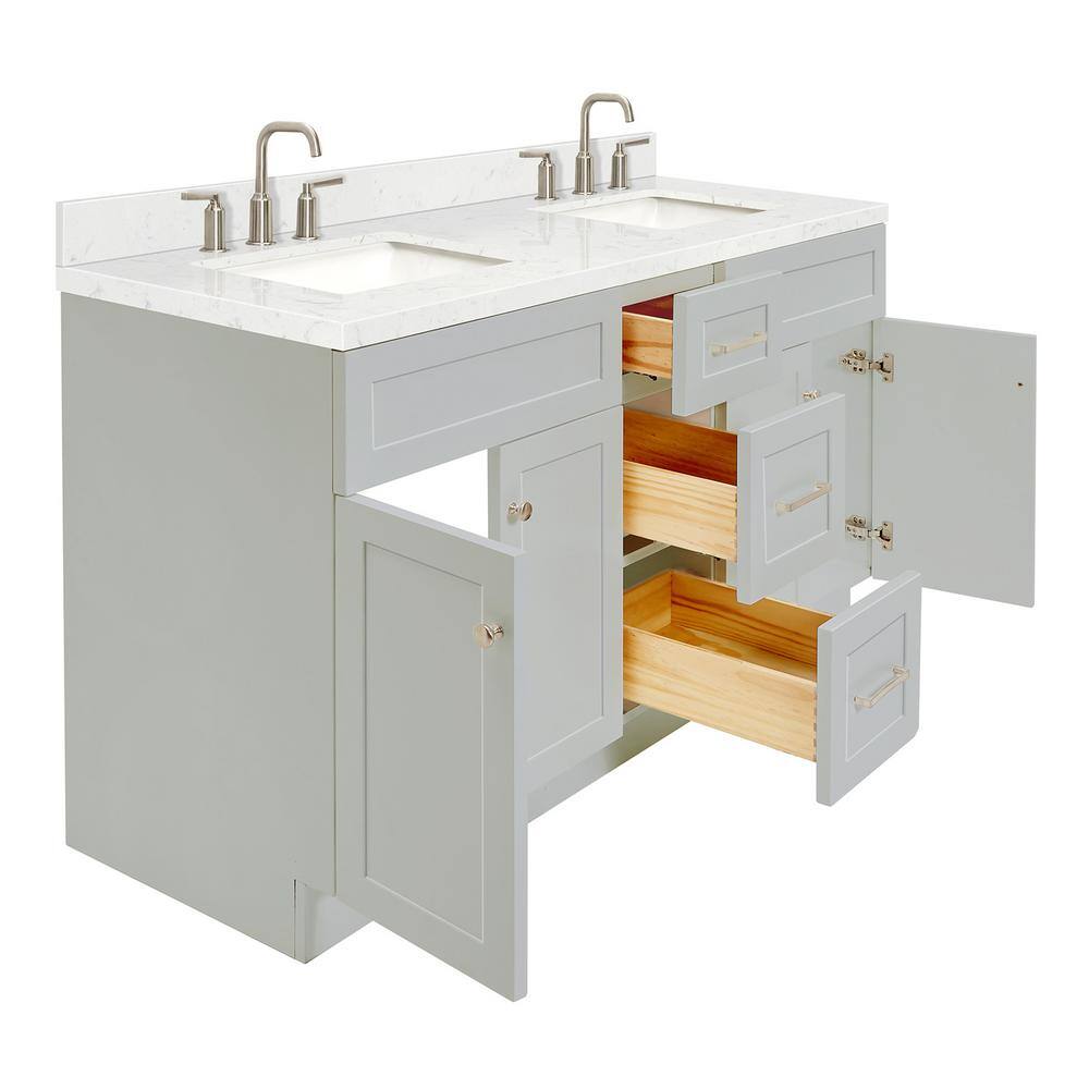 Gray 60" Freestanding Double Basin Vanity with Quartz Top