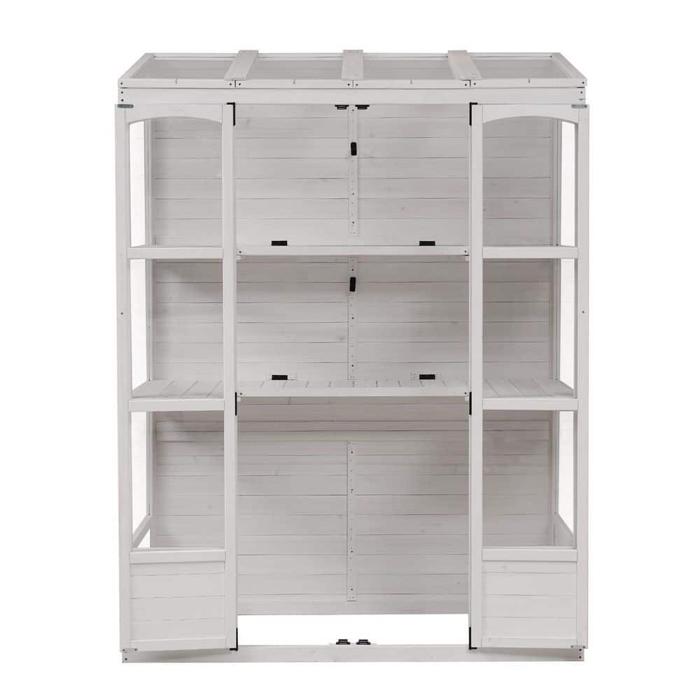 29 in. W x 58 in. D x 78 in. H Walk-in Wood Greenhouse Cold Frame with 4 Skylights and 2 Folding Middle Shelves, White price history on PriceWatchPro