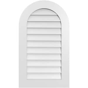22 in. x 38 in. Round Top White PVC Paintable Gable Louver Vent Non-Functional